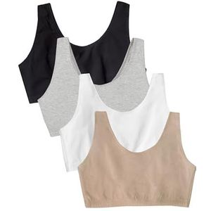 Fruit of the Loom Dames Built Up Tank Style Voordeelverpakking Sportbeha, ondoorzichtig, zwart/Heather Grey/Sand/Wit, 90 (4 stuks), zwart/heather grey/zand/wit, 40