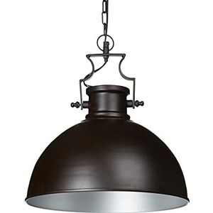 Relaxdays hanglamp industrieel, metaal, grote lampenkap, mat, retro, voor 40 W, HBD ca. 146x40,5x40,5 cm, donkerbruin
