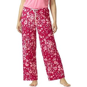 HUE Dames Printed Knit Long Pajama Slaapbroek (Temp Tech) Pyjamabroek, Perzisch rood – Chatty Candy, S