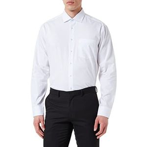 Seidensticker Business overhemd voor heren, strijkvrij overhemd met rechte snit, regular fit, lange mouwen, kent-kraag, borstzak, 100% katoen, blauw, 38