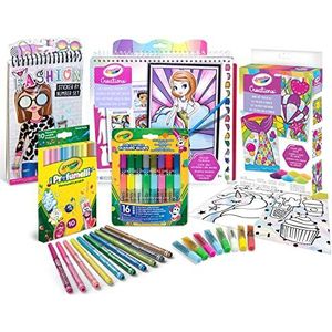 CRAYOLA 7498 - Creations, set Coloring Fashion Design en Creëer met zand, creatieve activiteit en cadeau voor kinderen, leeftijd 6+,Meerkluren,M