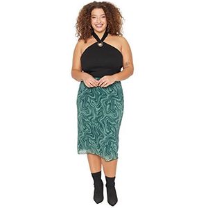Trendyol Vrouwen Vrouw Mini Potlood Knit Plus Size Rok, Groen, 3XL, Groen, 3XL