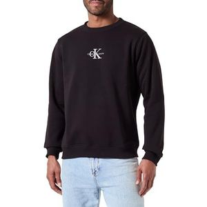 Calvin Klein Jeans Heren MONOLOGO CREW NECK Pullover Sweatshirt, Ck Zwart, XL, zwart., XL