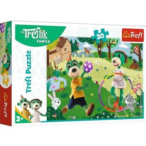 Trefl - De Treflik Familie, Actieve Dag - Puzzel 30 Elementen - Kleurrijke Puzzels met de Treflik Familie Sprookjesfiguren, Leuk voor kinderen vanaf 3 jaar