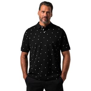 JP 1880 Heren grote maten grote maten Menswear L-8XL JP1880 poloshirt, halve mouw, piqué, minimale print, tot 8 XL 828780, zwart, 4XL