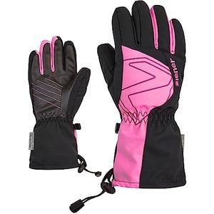 Ziener Laval Skihandschoenen voor kinderen, waterdicht, extra warm, wol, zwart, fuchsia roze, maat 3,5