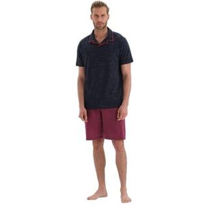 Dagi Heren Cotton Pyjama Set, Navy, S, Donkerblauw, S