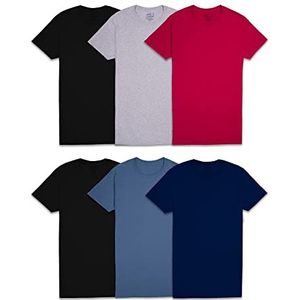 Fruit of the Loom Heren Stay Tucked Crew T-shirt Ondergoed (Pack van 6), Regular - 6 Pack Diverse Kleuren, XL