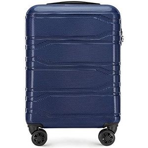 Stevige kleine koffer van Wittchen reiskoffer trolley handbagage polycarbonaat hardshell 8 wielen cijferslot Donkerblauw
