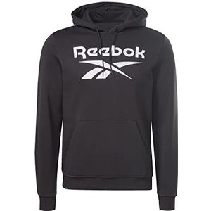 Reebok Heren groot gestapeld logo sweatshirt, zwart, M, Zwart, M