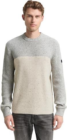 Tom Tailor - STRUCTURED MIX CREWNECK - Heren Trui - Veelkleurig - Regular Fit
