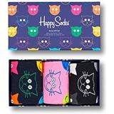 Happy Socks 3-Pack Mixed Cat Socks Gift Set, kleurrijke en leuke, Sokken voor Dames en Heren, Veelkleurig 3 paar (36-40)