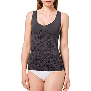 belly cloud Figuurvormende top voor dames, allover paisley, grijs (antraciet 004), L