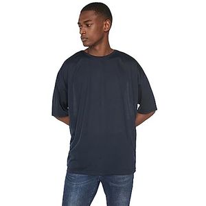 Trendyol Heren Outdoor Blue Basic Bicycle Collar Oversize T-shirt met korte mouwen, Light Navy, S