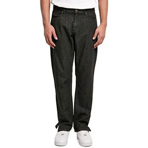 Urban Classics Straight Slit Jeans Boxershorts voor kinderen en heren, zwart (Black/Raw), M
