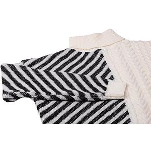Fenia Dames Gestreepte Patchwork-gebreide trui met hoge kraag en gedraaide textuur Zwart Wit Maat XS/S, zwart, wit, XS