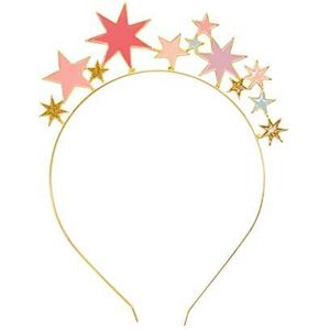 Roze en gouden glitter ster zendspoel | Lichtmetalen hoofdbandaccessoire voor verjaardag, virtueel zoomfeest, festival, verkleedkleding, cadeau voor haar, kinderen