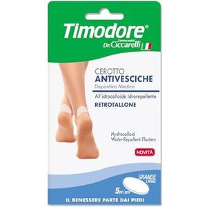 Timodore, Antibacteriële pleisters, grote rerotallon, helpen bij het verwijderen van de blaas, absorberen overtollige vloeistoffen, 100% Made in Italy, dermatologisch getest, 5 stuks