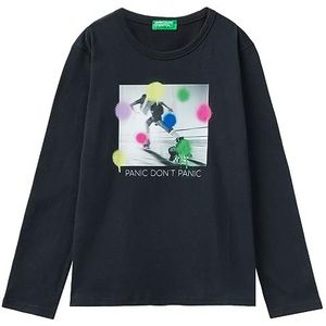 United Colors of Benetton T-shirt voor meisjes en meisjes, Zwart 100, 160