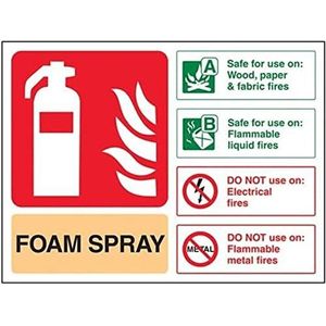 VSafety Foam Spray Id niet elektrische veilige brandblusser teken - 200mm x 150mm - 1mm stijve kunststof