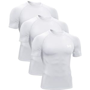 MEETYOO Compressieshirt voor heren, functioneel shirt met korte mouwen, fitnessshirt, ademend, loopshirt voor hardlopen, joggen, sportshirt