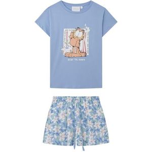 women'secret Korte pyjama van 100% katoen Garfield blauw, Medium Blauw, L
