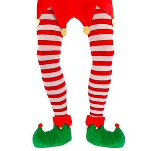 Widmann - Panty voor heren, gestreept, 70 DEN, groen-rood, elfen, kerstman, Kerstmis