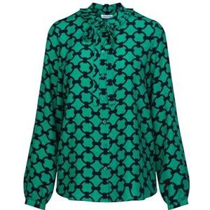Seidensticker Damesblouse, modieuze blouse, regular fit, opstaande kraag met strik, lange mouwen, 100% viscose, groen, 44