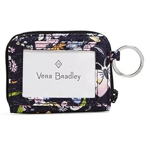 Vera Bradley Dameskatoenen Petite Zip-Around portemonnee met RFID-bescherming, Bloom Boom Navy - gerecycled katoen, One Size