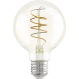 EGLO E27 LED spiraal filament lamp, amber vintage Edison globe gloeilamp voor retro verlichting, 4 Watt (26w equivalent), 270 Lumen, lichtbron warm wit, 2200 Kelvin, G80, Ø 8 cm