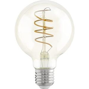 EGLO E27 LED spiraal filament lamp, amber vintage Edison globe gloeilamp voor retro verlichting, 4 Watt (26w equivalent), 270 Lumen, lichtbron warm wit, 2200 Kelvin, G80, Ø 8 cm