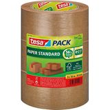 tesapack Paper Standard - Milieuvriendelijke Papieren Verpakkingstape, 56% Biologische Materialen - Efficiënt en Recyclebaar - Bruin - 3x 50 m x 50 mm