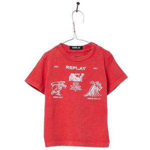 Replay Baby jongens T-shirt regular fit korte mouwen, 919 Fire Red, 6 Maanden