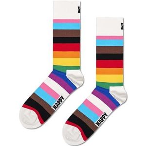 Happy Socks Pride Stripe, Kleurrijke en Leuke, Sokken voor Dames en Heren, Wit-Rood-Groente-Geel (36-40)