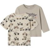 NAME IT - NMMHAKO - T-shirt - Beige - Marine - Bruin - Zwart - 2 Pack