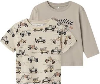 NAME IT - NMMHAKO - T-shirt - Beige - Marine - Bruin - Zwart - 2 Pack