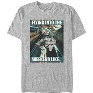 Star Wars: Classic - Flying Into The Weekend Unisex Crew neck T-Shirt Melange grey 2XL