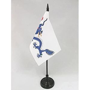 China Qing-dynastie 1889 Tafelvlag 15x10 cm - Chinese draak Desk Vlag 15 x 10 cm - Zwarte plastic stok en voet - AZ FLAG