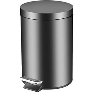 Pedaalbak, 3L ronde roestvrijstalen badkamerbak keukenbak met metalen deksel, vuilnisbak vuilnisbak afvalbak met afneembare binnenemmer voor keuken, thuis, kantoor (zwart)