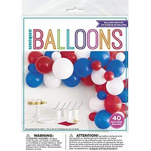 Unique 20047 - Latex Ballonboogkit - Rode, Witte En Blauwe Kleuren - 40 Stuks (Pak van 1)