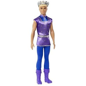 Ken Pop | Kinderspeelgoed | Koninklijke Ken met gouden kroon en blauwe tuniek | Barbie Sprookjespop, blond met rijlaarzen | Cadeau voor kinderen, HLC23