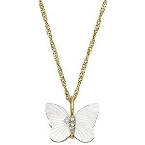Fossil Ketting voor vrouwen Radiant Wings White Mother of Pearl Butterfly Chain Necklace, Lengte: 406mm+60mm, Breedte: 13.2mm, Hoogte: 11mm, JF04424710
