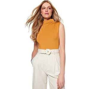 Trendyol Effen dunne gebreide bodysuit voor dames, camel, M