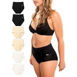 Bea 6pk Hoge Taille Buikcontrole Ondergoed Veelkleurig, Meerkleurig, XS