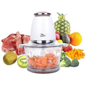 Elektrische hakmolen 400 W elektrische groentesnijder/uiensnijder/1,5 l glazen reservoir/impuls/spatbestendig vleesmolen met 4-vleugelig roestvrij stalen mes voor vlees, smoothie, uien, groenten, fruit
