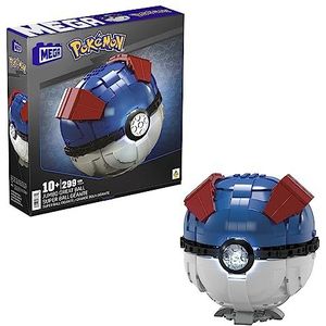 MEGA Pokémon, bouwspeelgoed voor volwassenen, Jumbo Grote Bal met 299 onderdelen en licht, 13 cm groot, voor verzamelaars HMW04