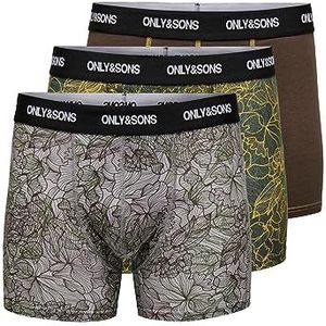 ONLY & SONS Boxershorts voor heren, Rosin/Pack: roze + as + hot fudge, L