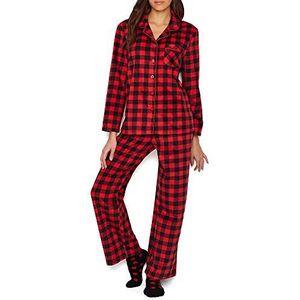 Karen Neuburger Dames lange mouw Minky Fleece Pyjama Set Pj, Buffalo Plaid Cherry Rood/Zwart, S