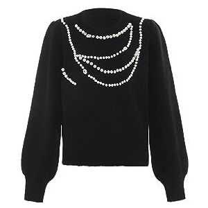 Faina - Trui - Zwart - Parelwit