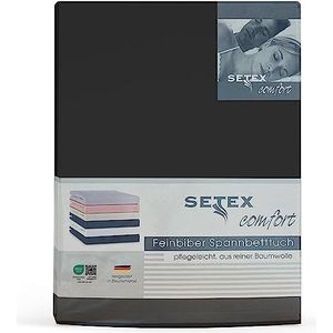 SETEX Hoeslaken van flanel, 160 x 200 cm, 100% katoen, laken in zwart